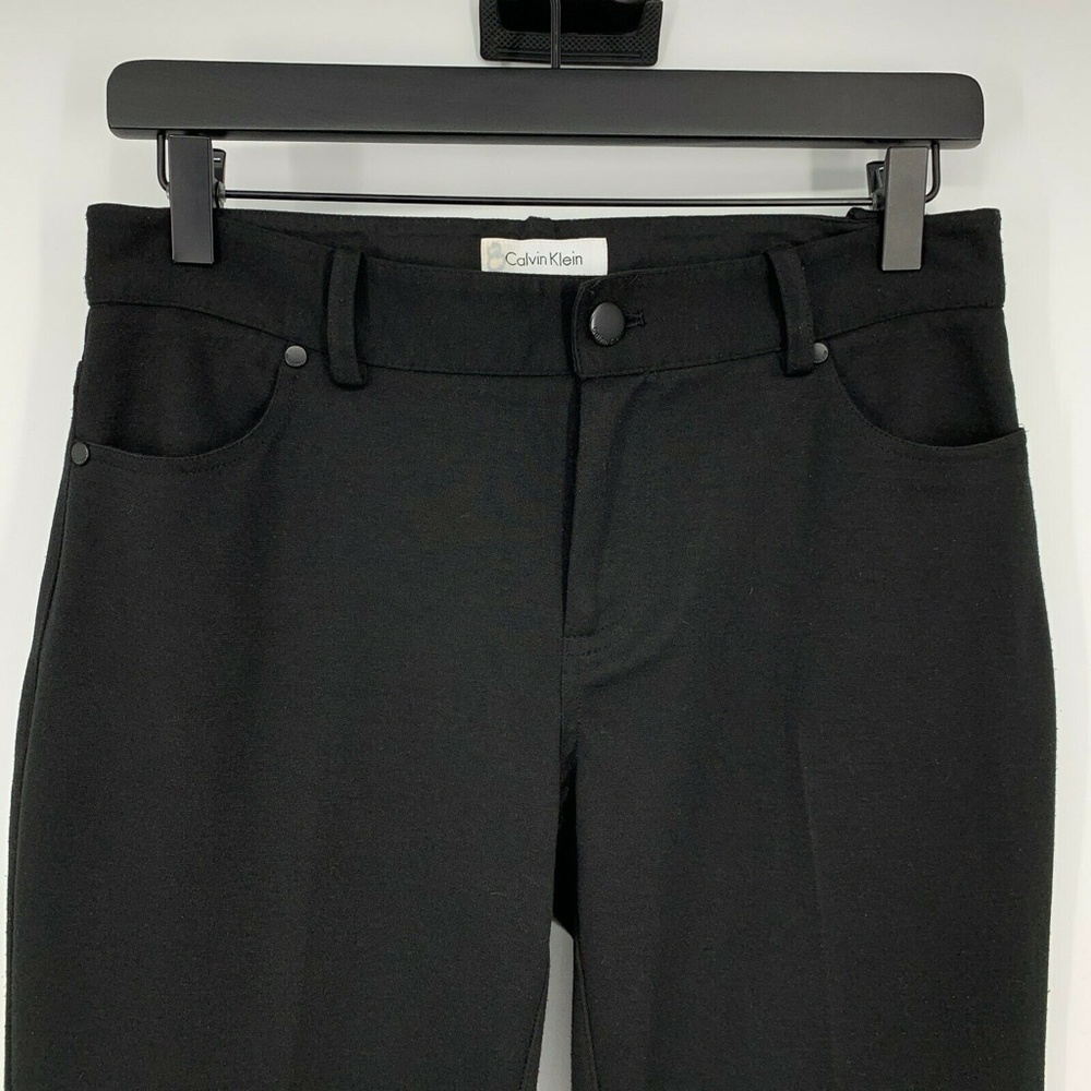 Calvin Klein Pants Womens Size 2 Black Ponte Knit Flare Mid Rise Stretch - Picture 2 of 8